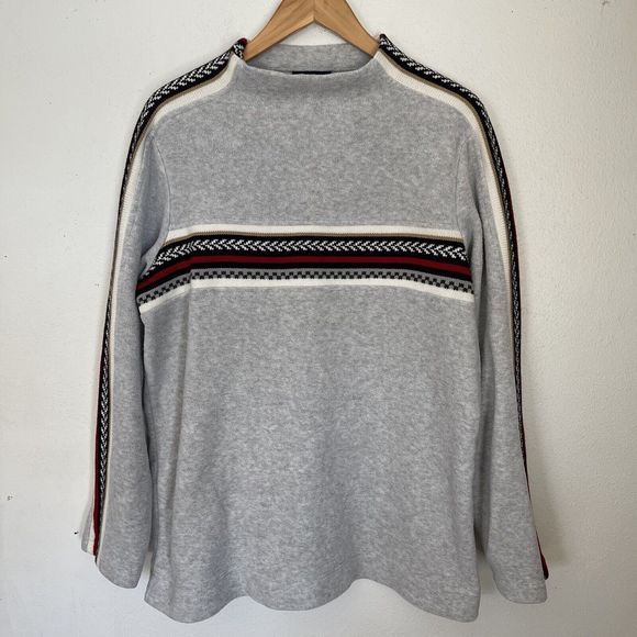 Vintage CATALINA Long Sleeve Gray Striped Sweater Women's Size XL - Picture 1 of 6